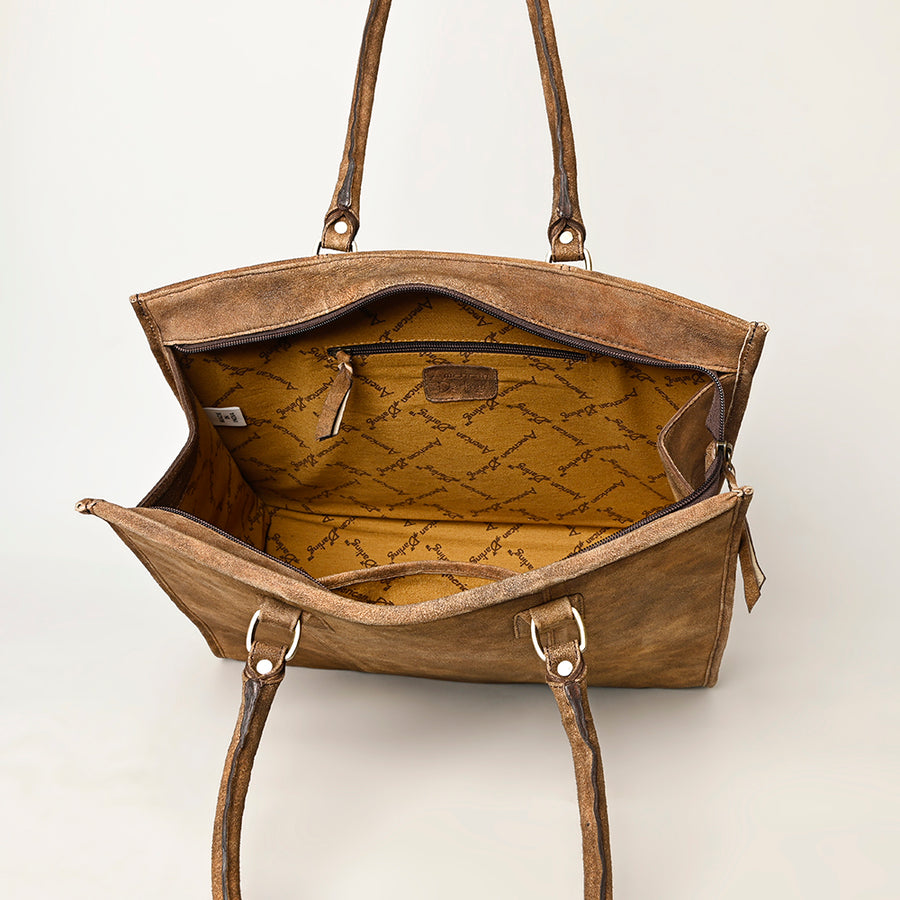 American Darling Western Leather Tote Bag - Eco-Friendly Vegetable Tanned Full Grain Leather Everyday Purse with YKK Zipper