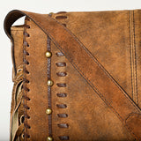American Darling Western Leather Cross body Bag - Eco-Friendly Vegetable Tanned Full Grain Leather Braided Fringe Purse YKK Zipper