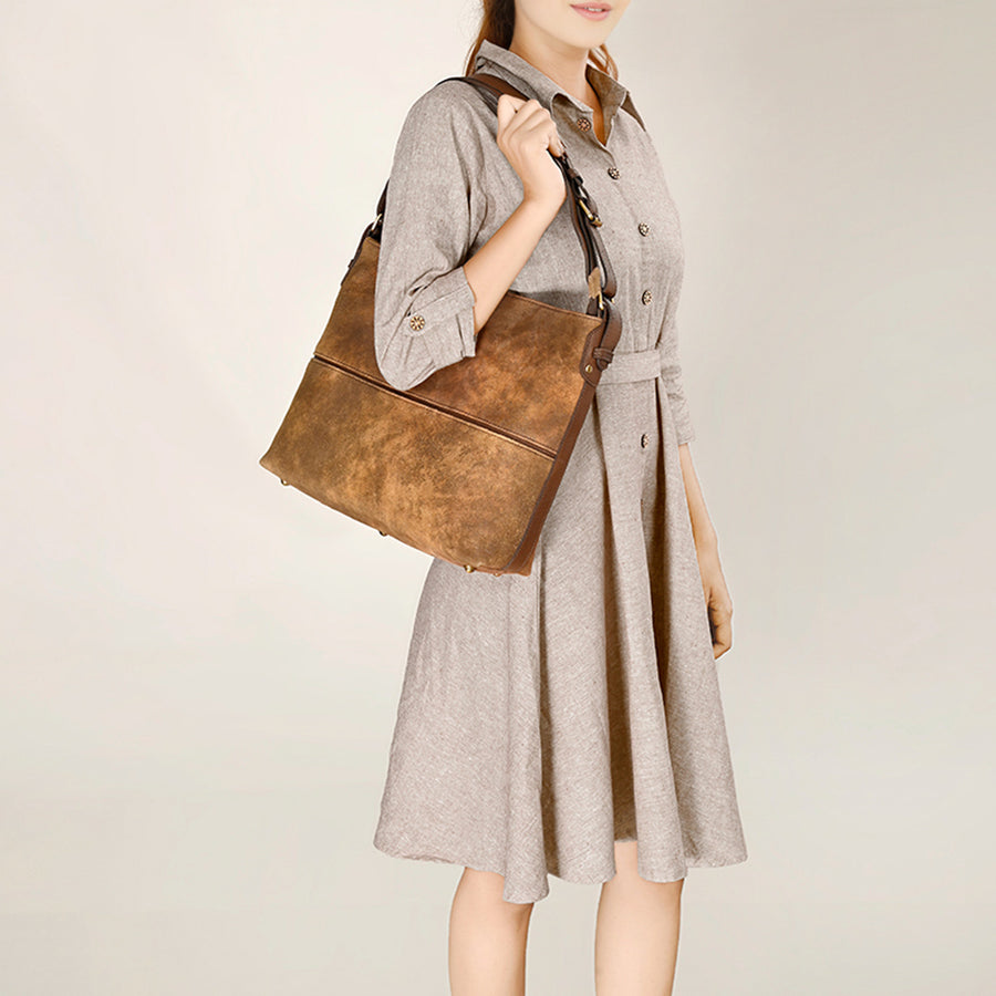American Darling Western Leather Hobo Bag - Eco-Friendly Vegetable Tanned Full Grain Leather Everyday Purse with YKK Zipper
