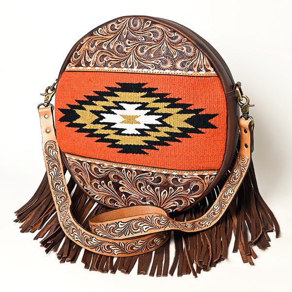 American Darling Hand Woven Saddle Blanket Canteen Bag Leather Fringes - Uhorse