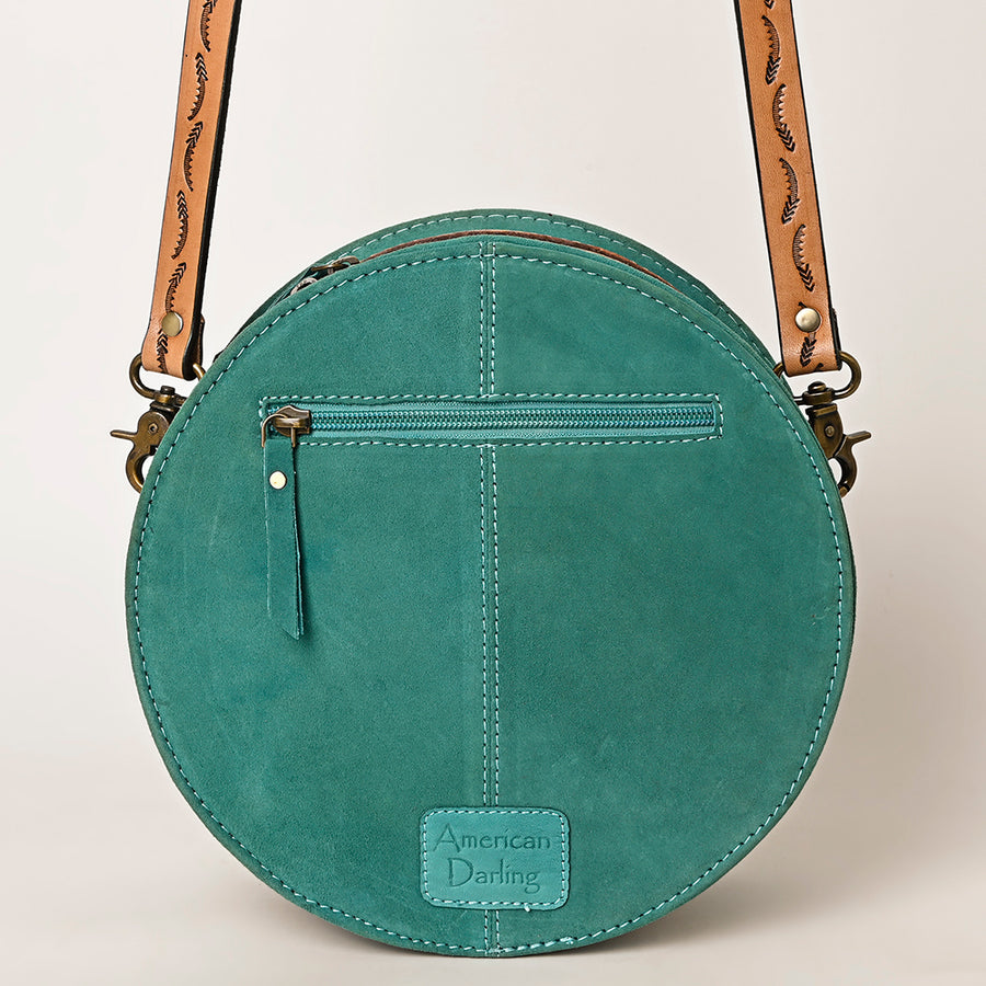 American Darling Hand Tooled Floral Carved Canteen Bag Eco-Friendly Vegetable-Tanned Genuine Leather Western Crossbody YKK Zipper