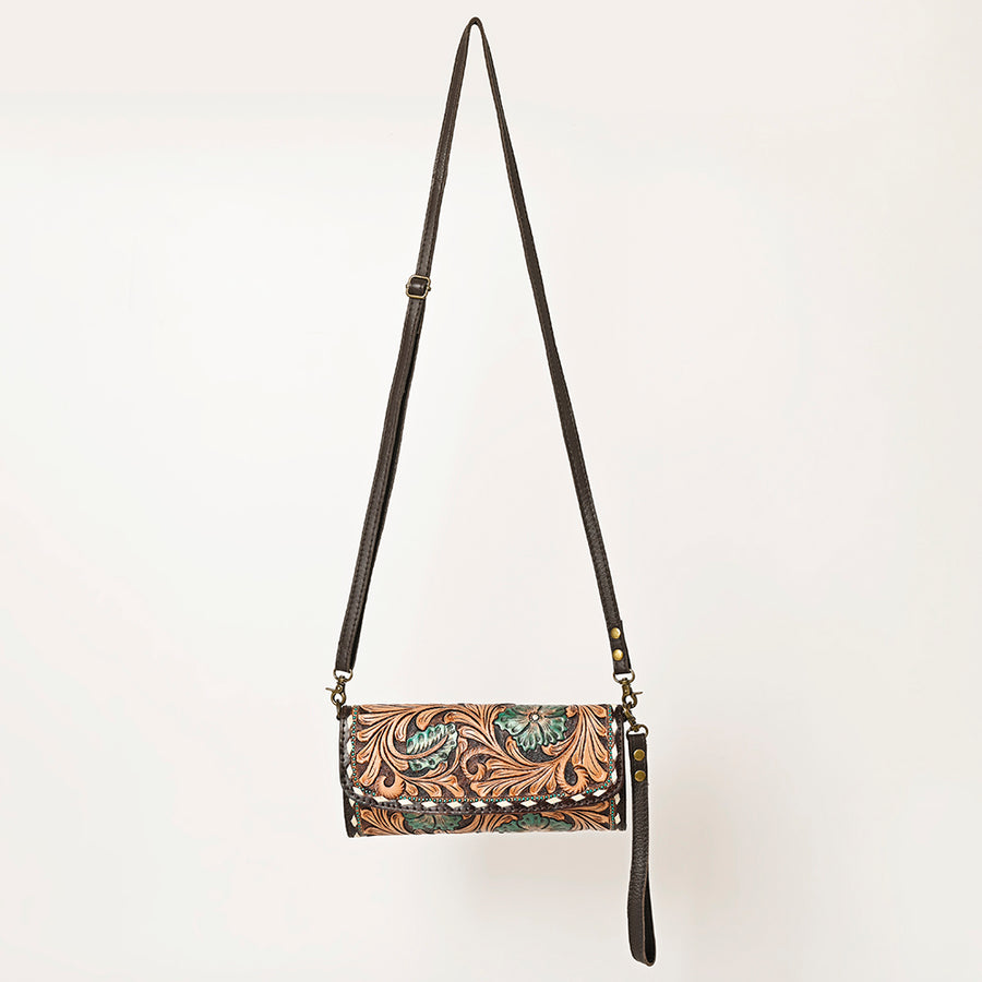 American Darling Hand Tooled Floral Carved Small Cross body Bag Eco-Friendly Vegetable-Tanned Genuine Leather YKK Zipper