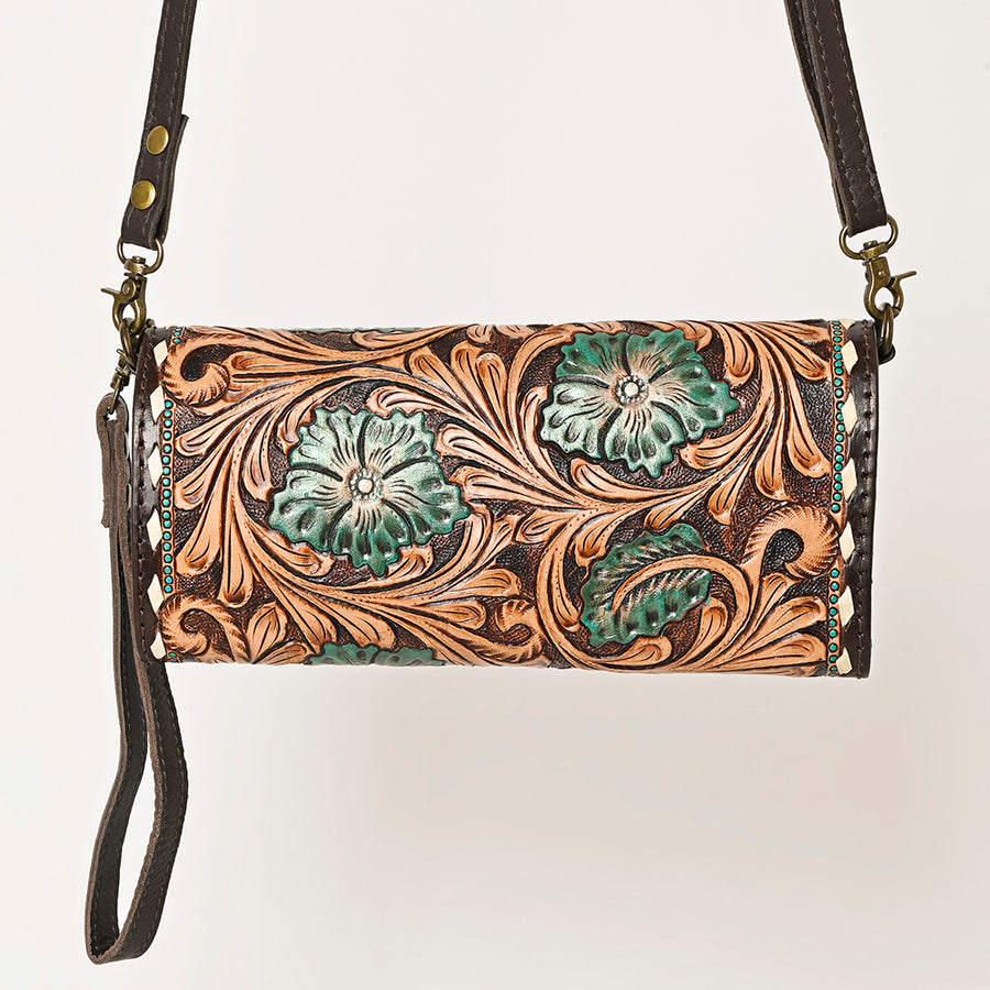 American Darling Hand Tooled Floral Carved Small Cross body Bag Eco-Friendly Vegetable-Tanned Genuine Leather YKK Zipper