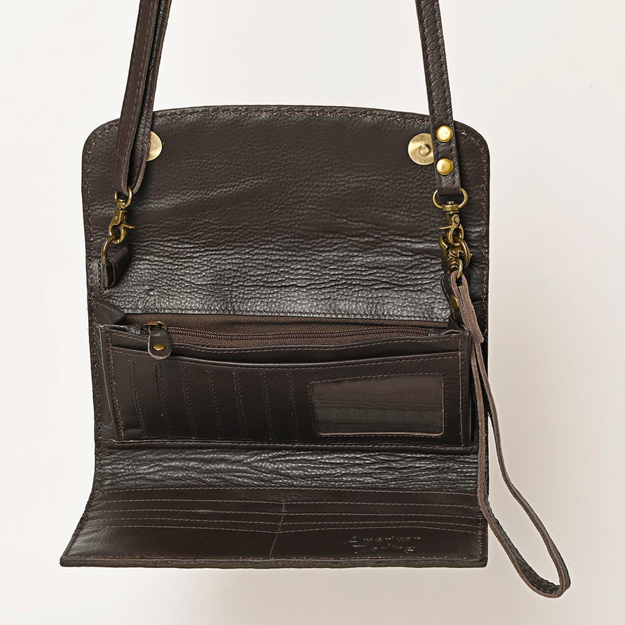 American Darling Hand Tooled Floral Carved Small Cross body Bag Eco-Friendly Vegetable-Tanned Genuine Leather YKK Zipper
