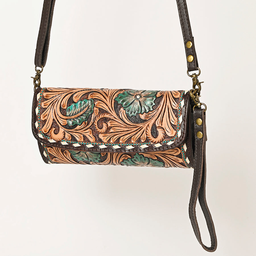 American Darling Hand Tooled Leather Small Cross body Bag Western Purse - Uhorse