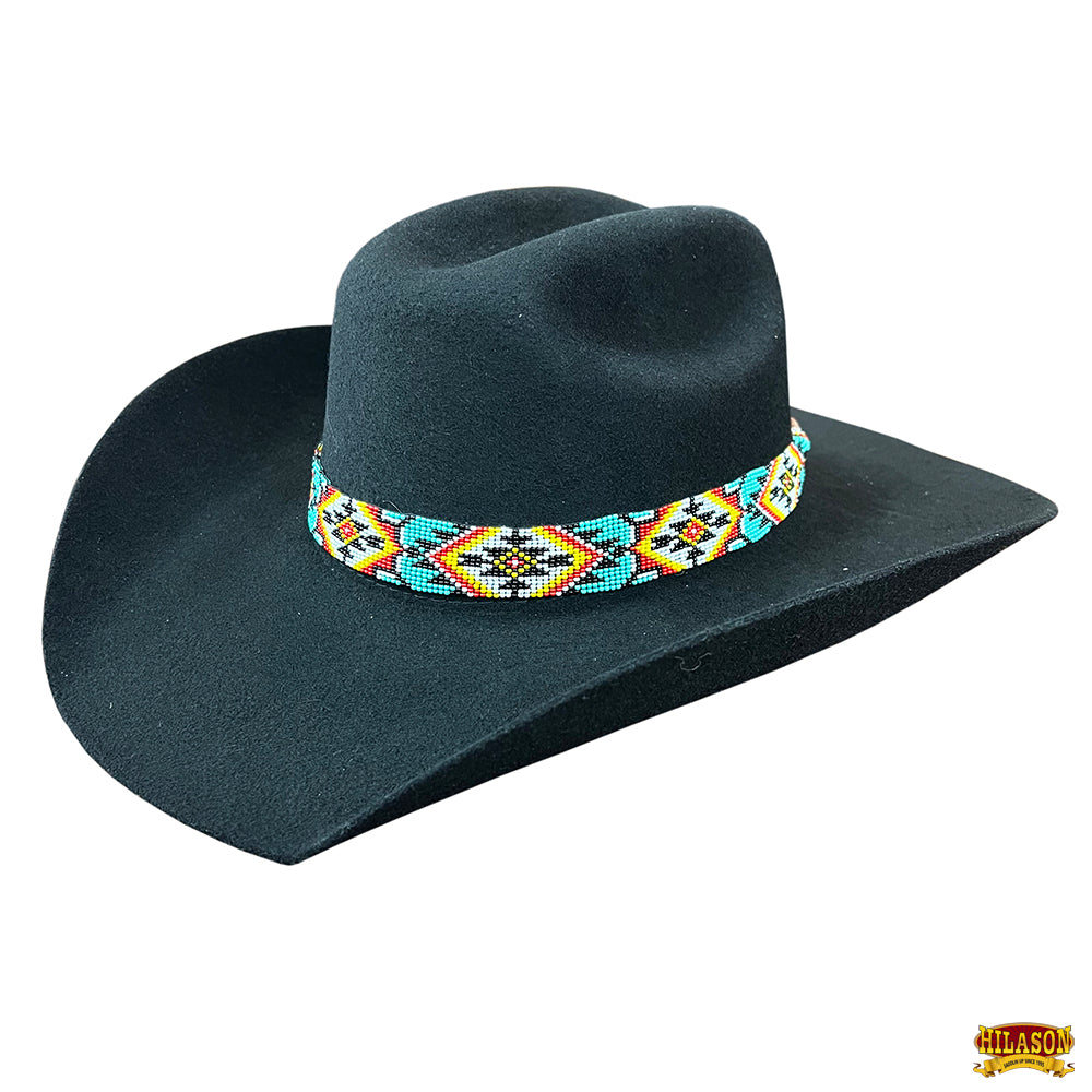 HILASON Beaded  American Style Western Cowgirl Handmade Hatband Tan
