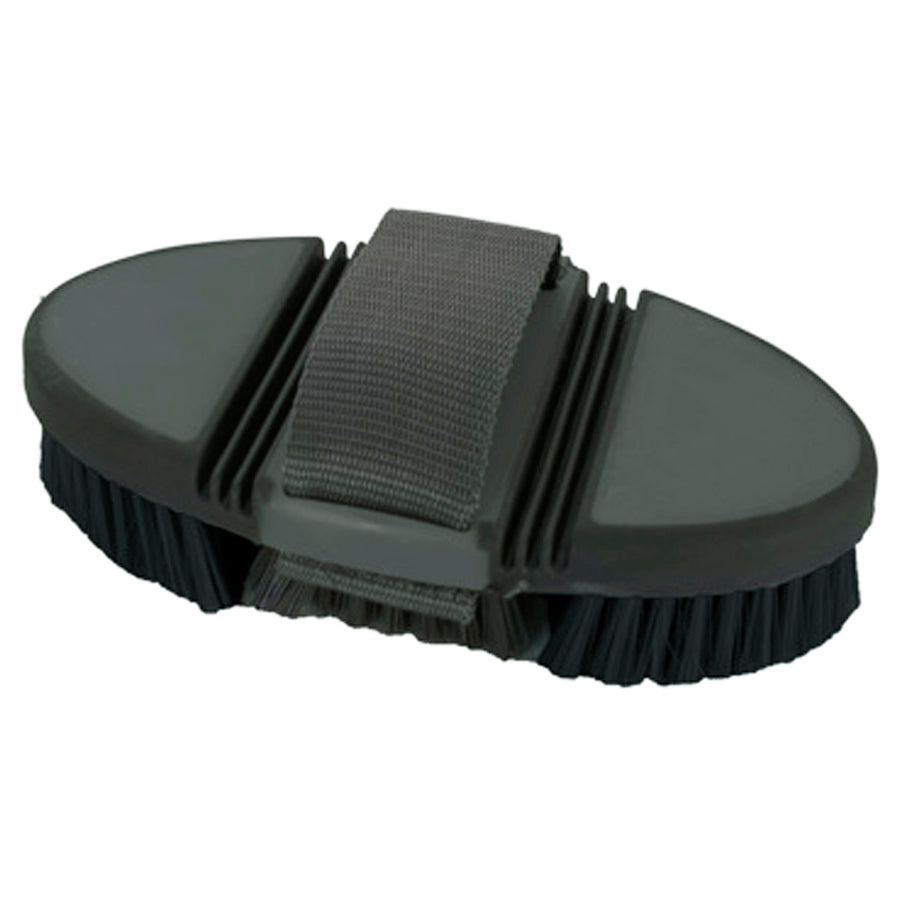 Gray synthetic grooming brush with textured center panel - Uhorse