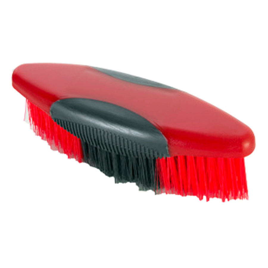 Red and black synthetic horse grooming brush - Uhorse