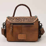 American Darling ADBG1388B Briefcase Hand Tooled Hair On Genuine Leather women bag western handbag purse