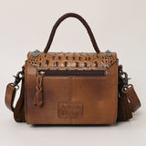 American Darling ADBG1388C Briefcase Hand Tooled Hair On Genuine Leather women bag western handbag purse