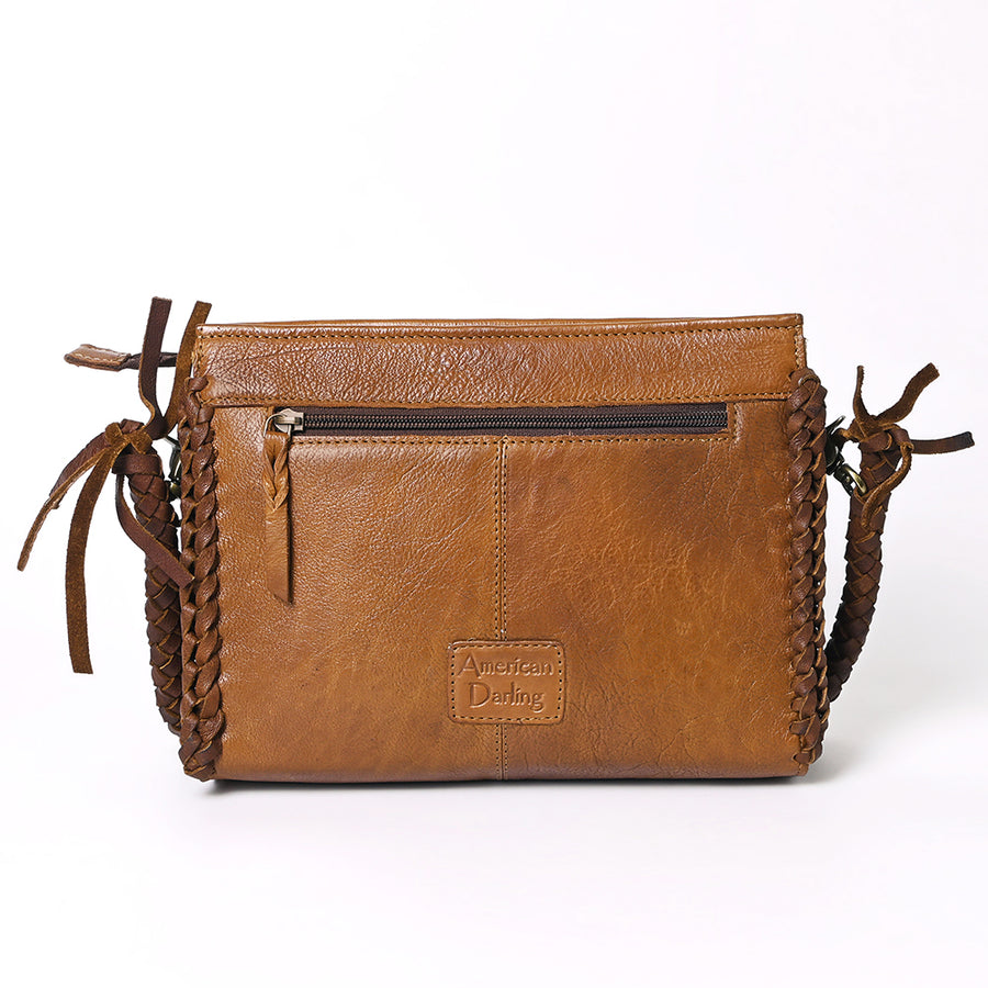 American Darling Cross body Bag Western Genuine Leather Handcrafted Purse with Turquoise Stone and Braided Detail