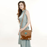 ADBG1389 American Darling Hand Tooled Hair On Genuine Leather Women Bag Western Handbag Purse