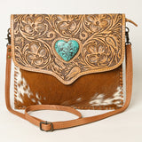 ADBG1389 American Darling Hand Tooled Hair On Genuine Leather Women Bag Western Handbag Purse