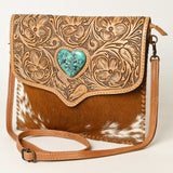 ADBG1389 American Darling Hand Tooled Hair On Genuine Leather Women Bag Western Handbag Purse