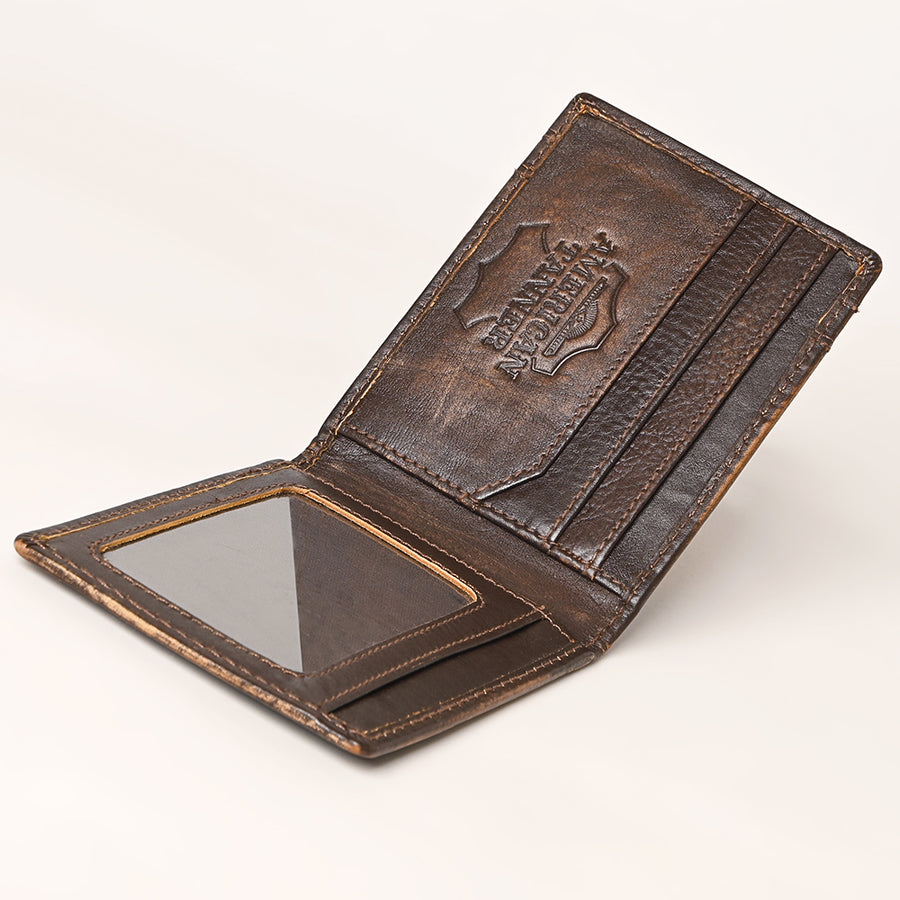 AMERICAN TANNER Genuine Leather Hand Burnished Bifold Wallet For Men Women H4 X W3.25 D0.5