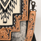 ADBG856G American Darling Hand Tooled Saddle Blanket Hair On Genuine Leather Women Bag Western Handbag Purse