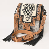 ADBG856G American Darling Hand Tooled Saddle Blanket Hair On Genuine Leather Women Bag Western Handbag Purse