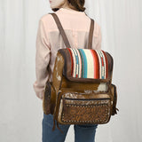 American Darling Backpack Hand Tooled Saddle Blanket Fabric Genuine Leather Western Women Bag Handbag Purse for Laptop School