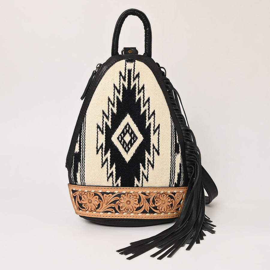 American darling Western Leather Sling Bag with Fringes, Hair-On Cowhide & Saddle Blanket  – Handcrafted, Stylish & Durable, Perfect for Everyday Use