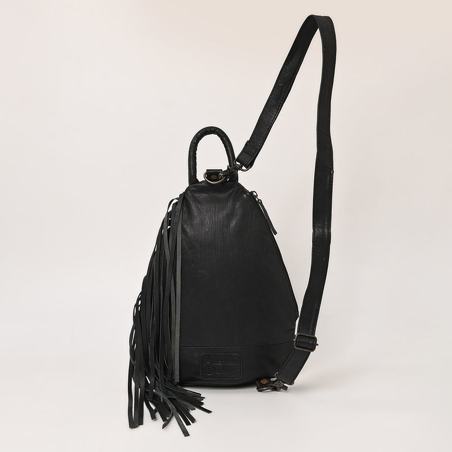 American darling Western Leather Sling Bag with Fringes, Hair-On Cowhide & Saddle Blanket  – Handcrafted, Stylish & Durable, Perfect for Everyday Use