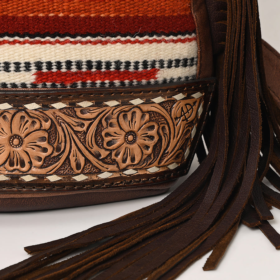 American darling Western Leather Sling Bag with Fringes, Hair-On Cowhide & Saddle Blanket  – Handcrafted, Stylish & Durable, Perfect for Everyday Use