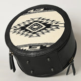 American Darling Western Leather Canteen Bag with Hand Woven Saddle Blanket, Genuine Leather Build & Tooled Shoulder Strap
