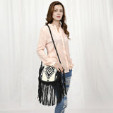 American Darling ADBG1392A Messenger Saddle Blanket Genuine Leather Women Bag Western Handbag Purse