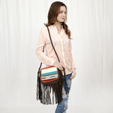 American Darling ADBG1392B Messenger Saddle Blanket Genuine Leather Women Bag Western Handbag Purse
