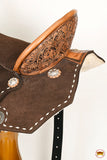 Hilason Flex Tree Western Horse Floral Trail Barrel American Leather Saddle Brown