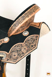 16 In Hilason Flex Tree Western Horse Floral Trail Barrel American Leather Saddle Black