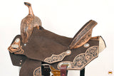 HILASON Flex Tree Western Horse Floral Trail Barrel American Leather Saddle Brown | for Horses