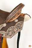 16 In Hilason Flex Tree Western Horse Floral Trail Barrel American Leather Saddle Brown