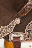 HILASON Flex Tree Western Horse Floral Trail Barrel American Leather Saddle Brown | for Horses
