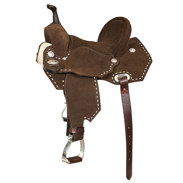 14 In Hilason Flex Tree Western Horse Buckstitch Trail Barrel American Leather Saddle Brown - Uhorse
