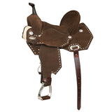14 In Hilason Flex Tree Western Horse Buckstitch Trail Barrel American Leather Saddle Brown - Uhorse