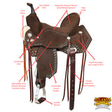 HILASON Flex Tree Western Horse Buckstitch Trail Barrel American Leather Saddle Brown | for Horses