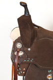 14 In Hilason Flex Tree Western Horse Buckstitch Trail Barrel American Leather Saddle Brown