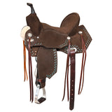 14 In Hilason Flex Tree Western Horse Buckstitch Trail Barrel American Leather Saddle Brown - Uhorse