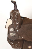 15 In Hilason Flex Tree Western Horse Buckstitch Trail Barrel American Leather Saddle Brown