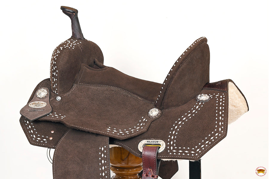HILASON Flex Tree Western Horse Buckstitch Trail Barrel American Leather Saddle Brown | for Horses