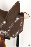 15 In Hilason Flex Tree Western Horse Buckstitch Trail Barrel American Leather Saddle Brown