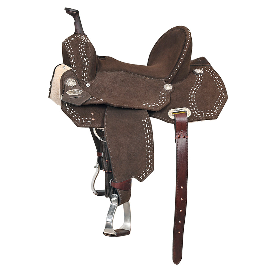 15 In Hilason Flex Tree Western Horse Buckstitch Trail Barrel American Leather Saddle Brown - Uhorse