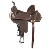 15 In Hilason Flex Tree Western Horse Buckstitch Trail Barrel American Leather Saddle Brown