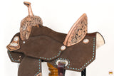 Hilason Flex Tree Western Horse Buckstitch Floral Trail Barrel American Leather Saddle Brown