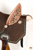 Hilason Flex Tree Western Horse Buckstitch Floral Trail Barrel American Leather Saddle Brown