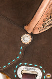 HILASON Flex Tree Western Horse Buckstitch Floral Trail Barrel American Leather Saddle Brown | for Horses