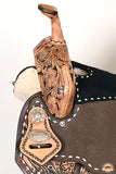 Hilason Flex Tree Western Horse Buckstitch Floral Trail Barrel  American Leather Saddle Brown