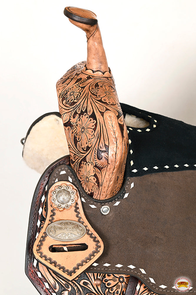 HILASON Flex Tree Western Horse Buckstitch Trail Barrel American Leather Saddle Brown | for Horses
