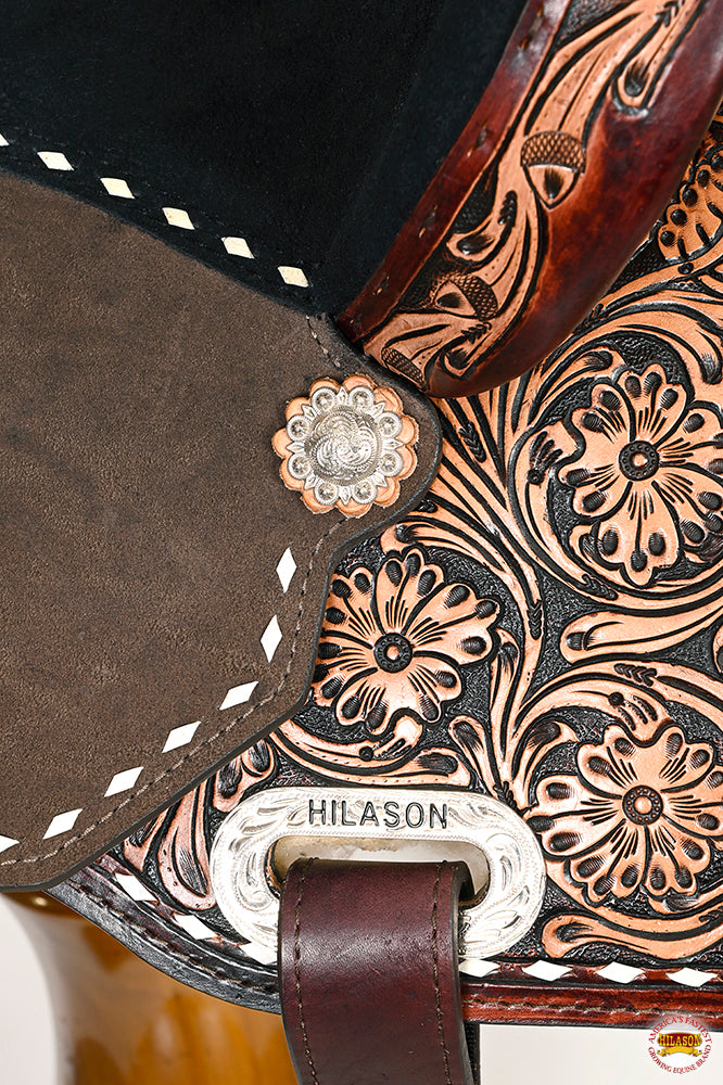 HILASON Flex Tree Western Horse Buckstitch Trail Barrel American Leather Saddle Brown | for Horses