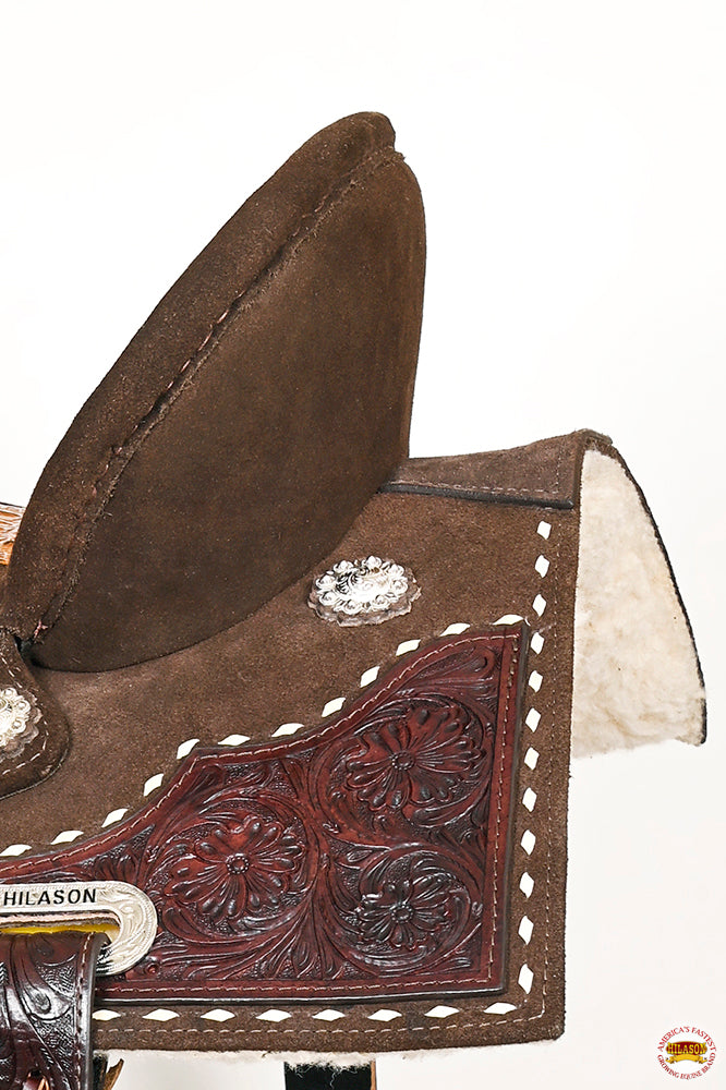 HILASON Flex Tree Western Horse Buckstitch Floral Trail Barrel American Leather Saddle Brown | for Horses